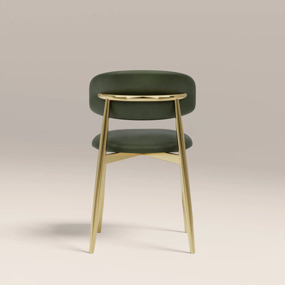 Halston Dining Chair | Vintage Green Faux Leather & Brass