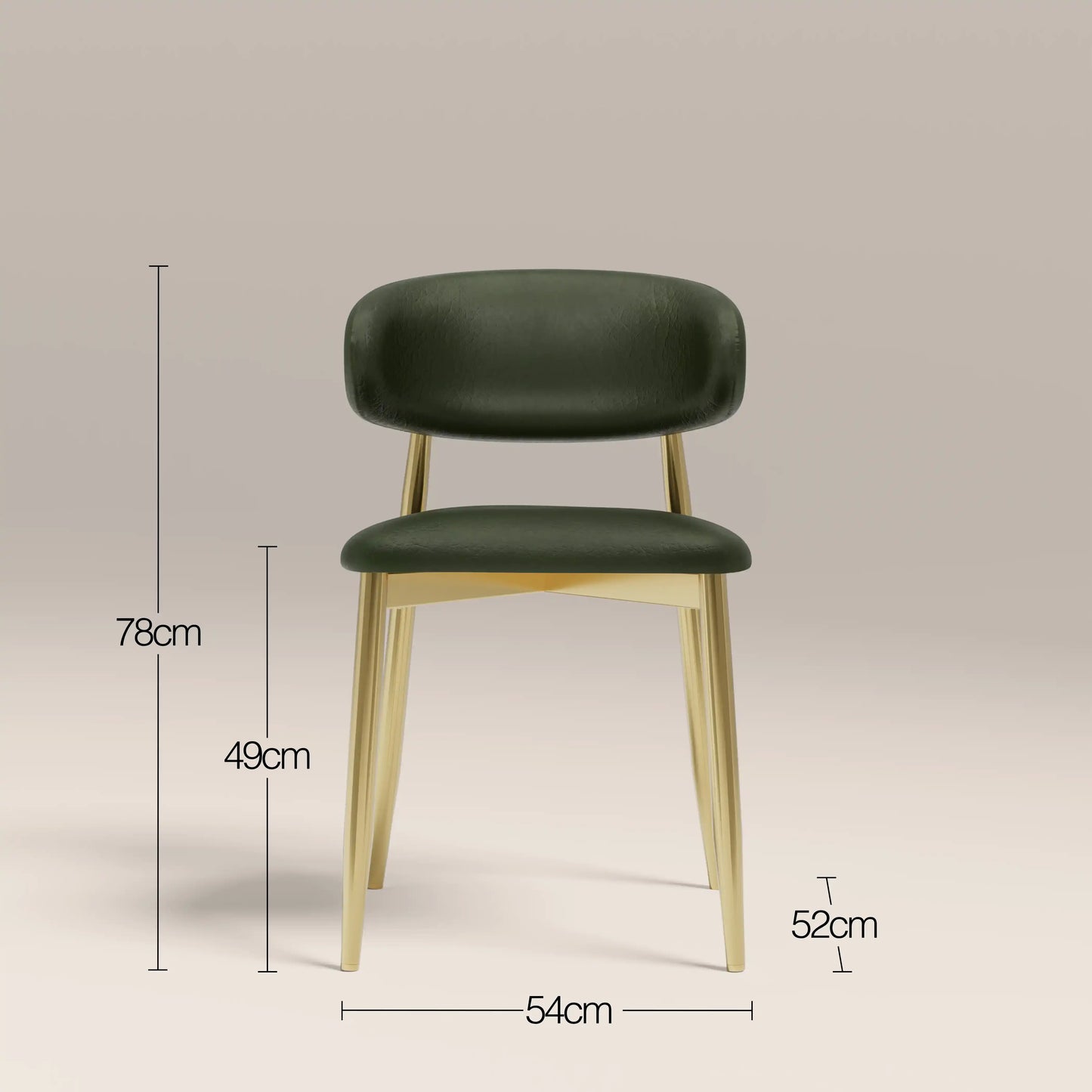 Halston Dining Chair | Vintage Green Faux Leather & Brass