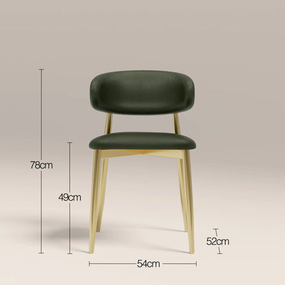 Halston Dining Chair | Vintage Green Faux Leather & Brass
