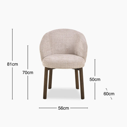 Darlene Dining Chair | Natural Chunky Weave Fabric & Smoked Walnut