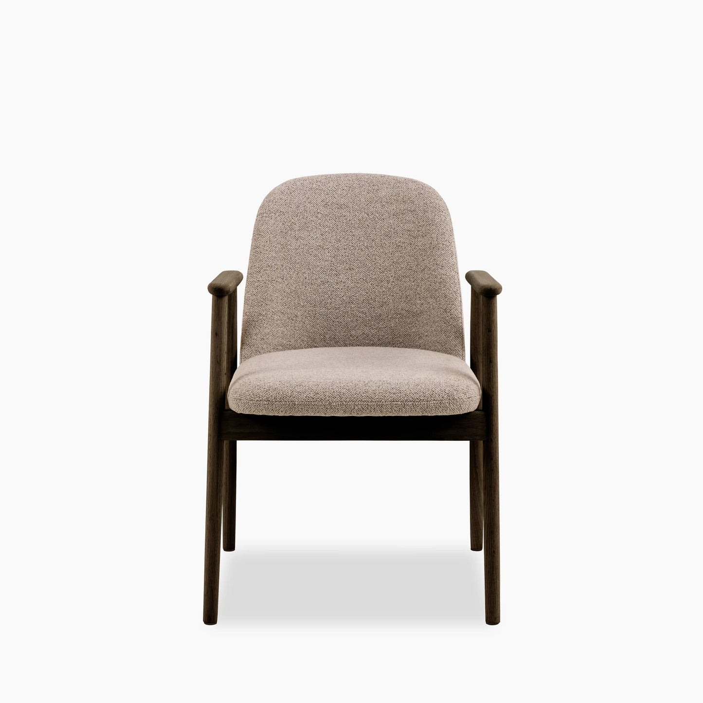 Leo Carver Dining Chair | Warm Mocha Fabric & Smoked Walnut