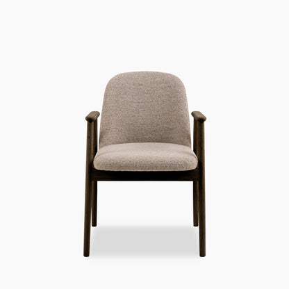 Leo Carver Dining Chair | Warm Mocha Fabric & Smoked Walnut