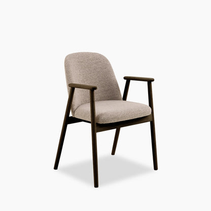 Leo Carver Dining Chair | Warm Mocha Fabric & Smoked Walnut