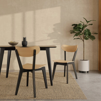 Roxby Wooden Dining Chair | Oak & Black