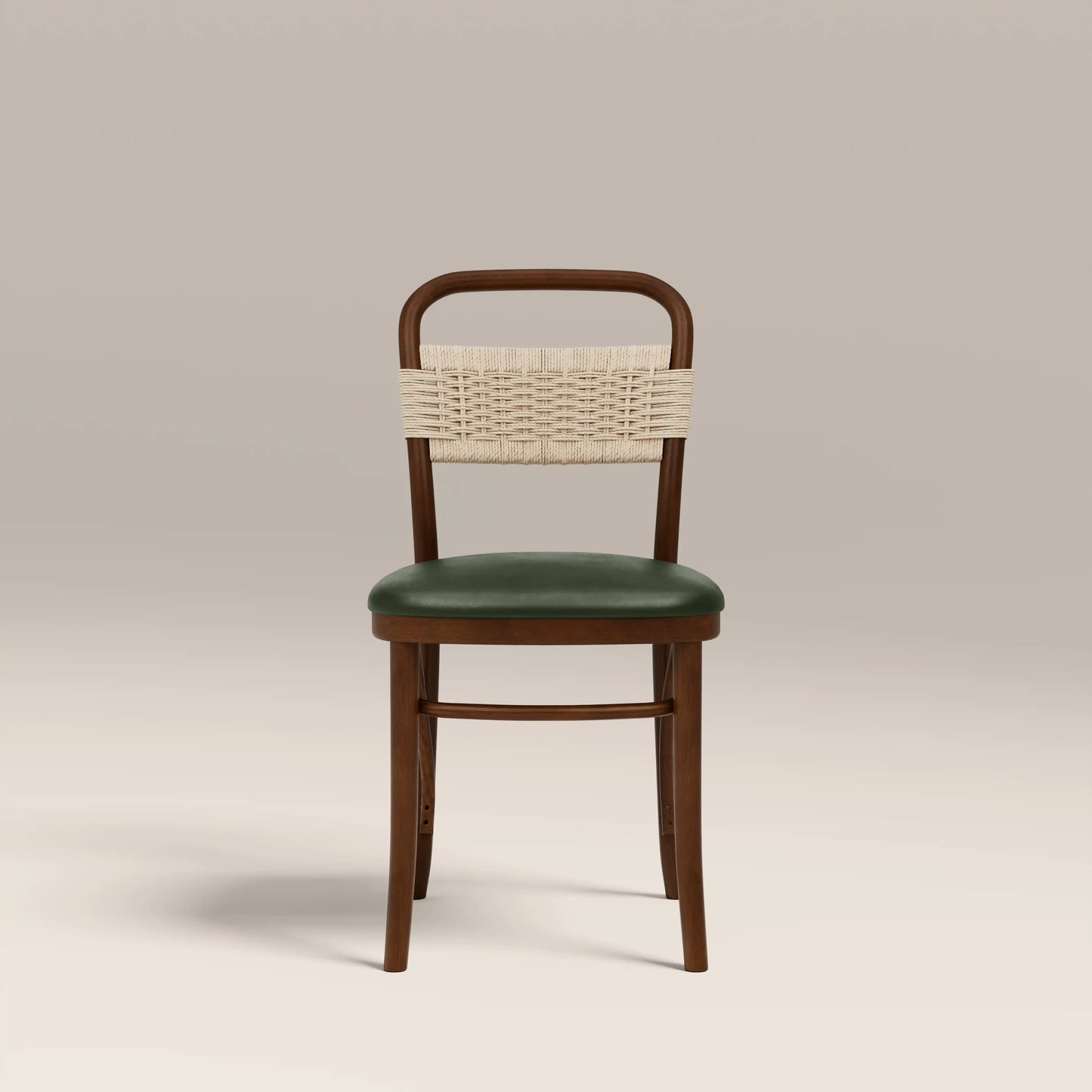 Daisy Wooden Dining Chair  | Vintage Green Faux Leather & Walnut