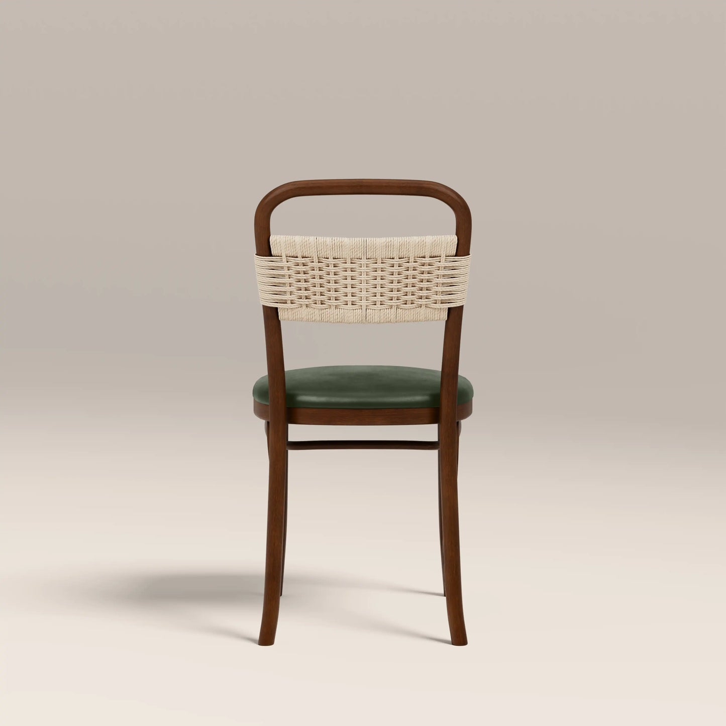 Daisy Wooden Dining Chair  | Vintage Green Faux Leather & Walnut