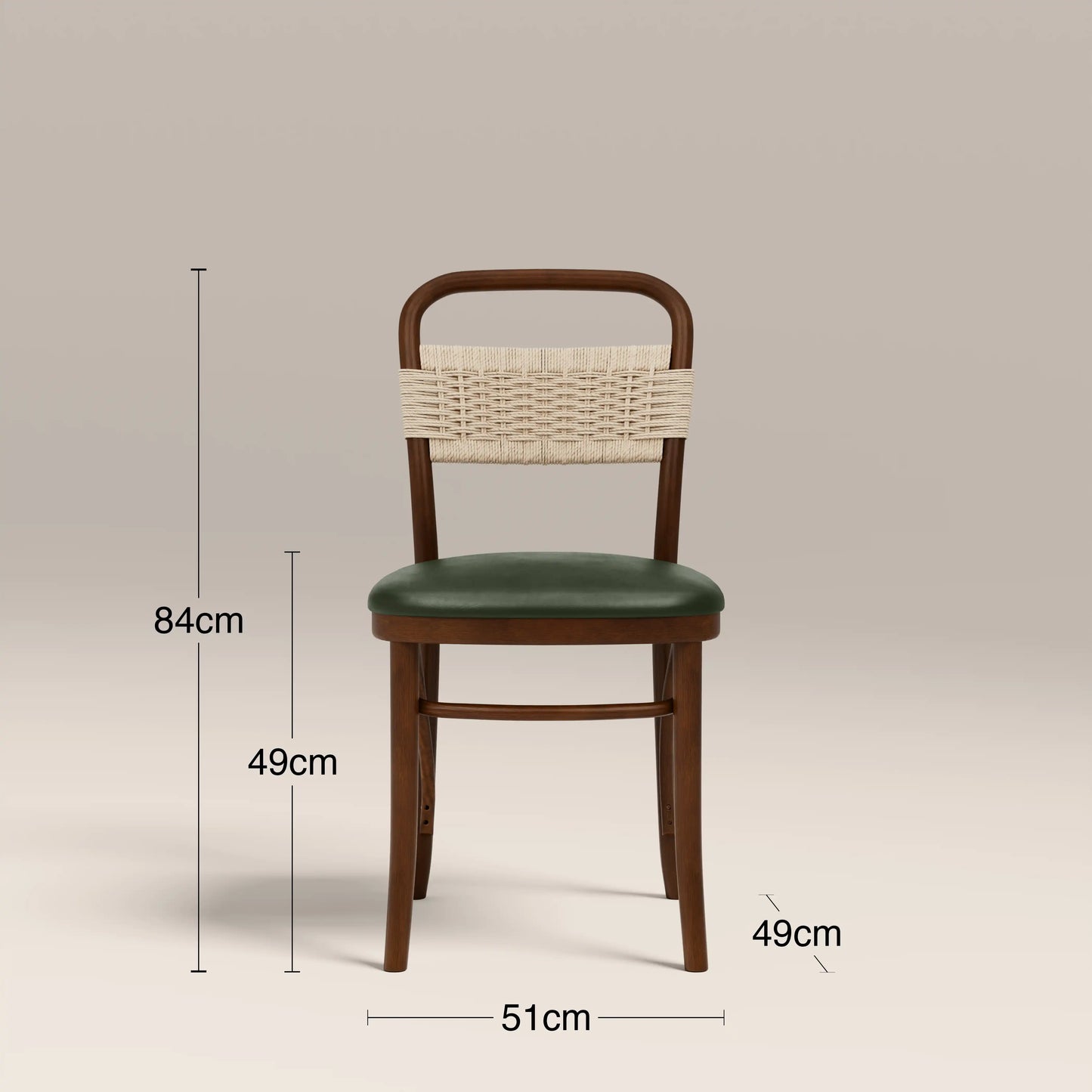 Daisy Wooden Dining Chair  | Vintage Green Faux Leather & Walnut