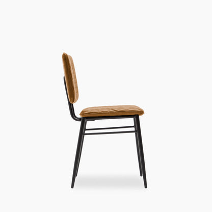 Elgin Dining Chair | Tan Faux Leather & Black