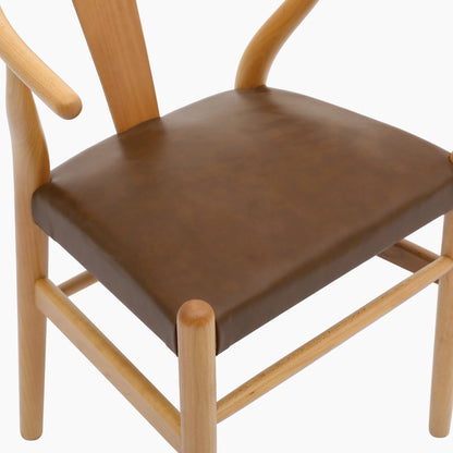 Bjorn Wooden Dining Chair | Vintage Tan Faux Leather & Oak