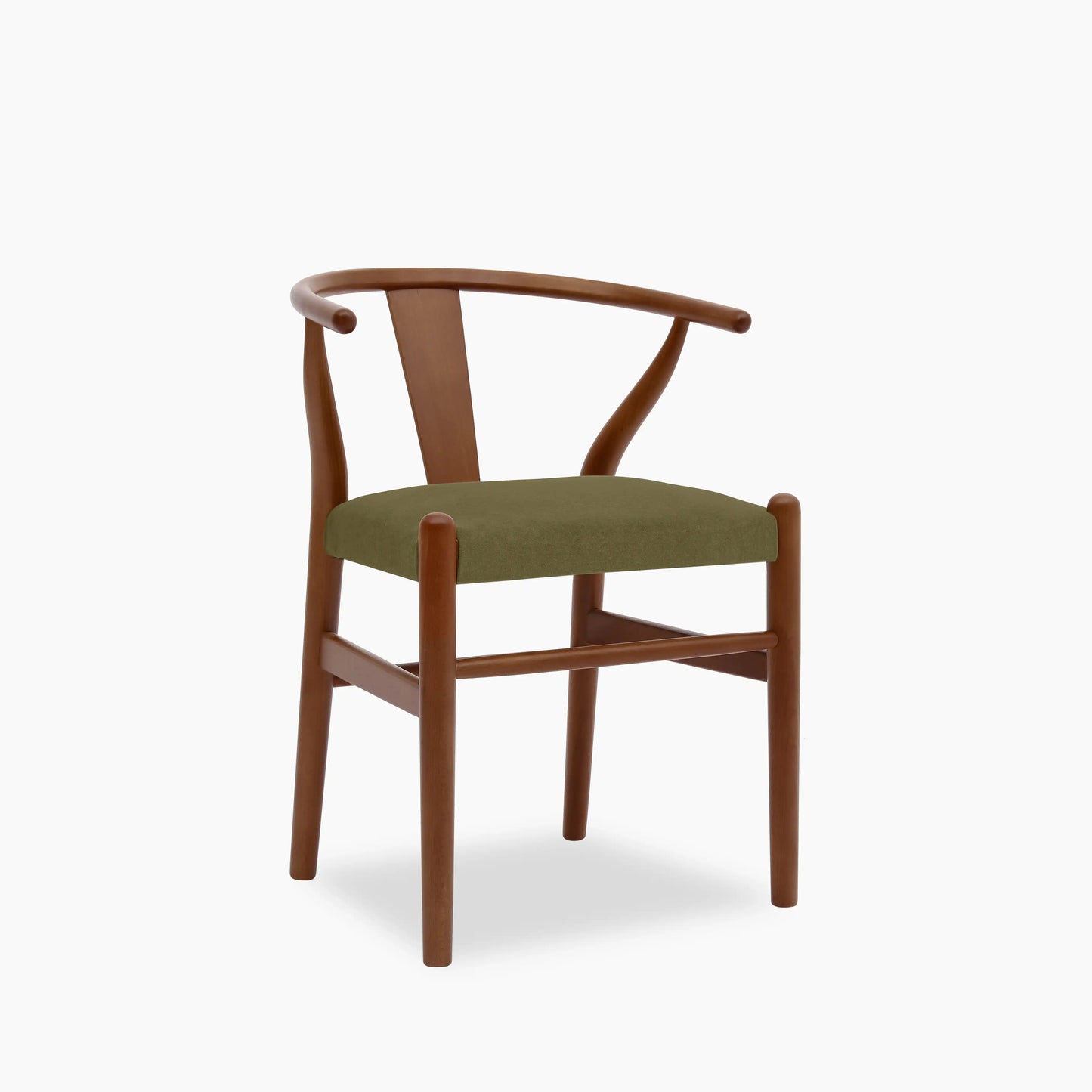 Bjorn Wooden Dining Chair | Moss Green Sustainable Mohair Velvet & Walnut