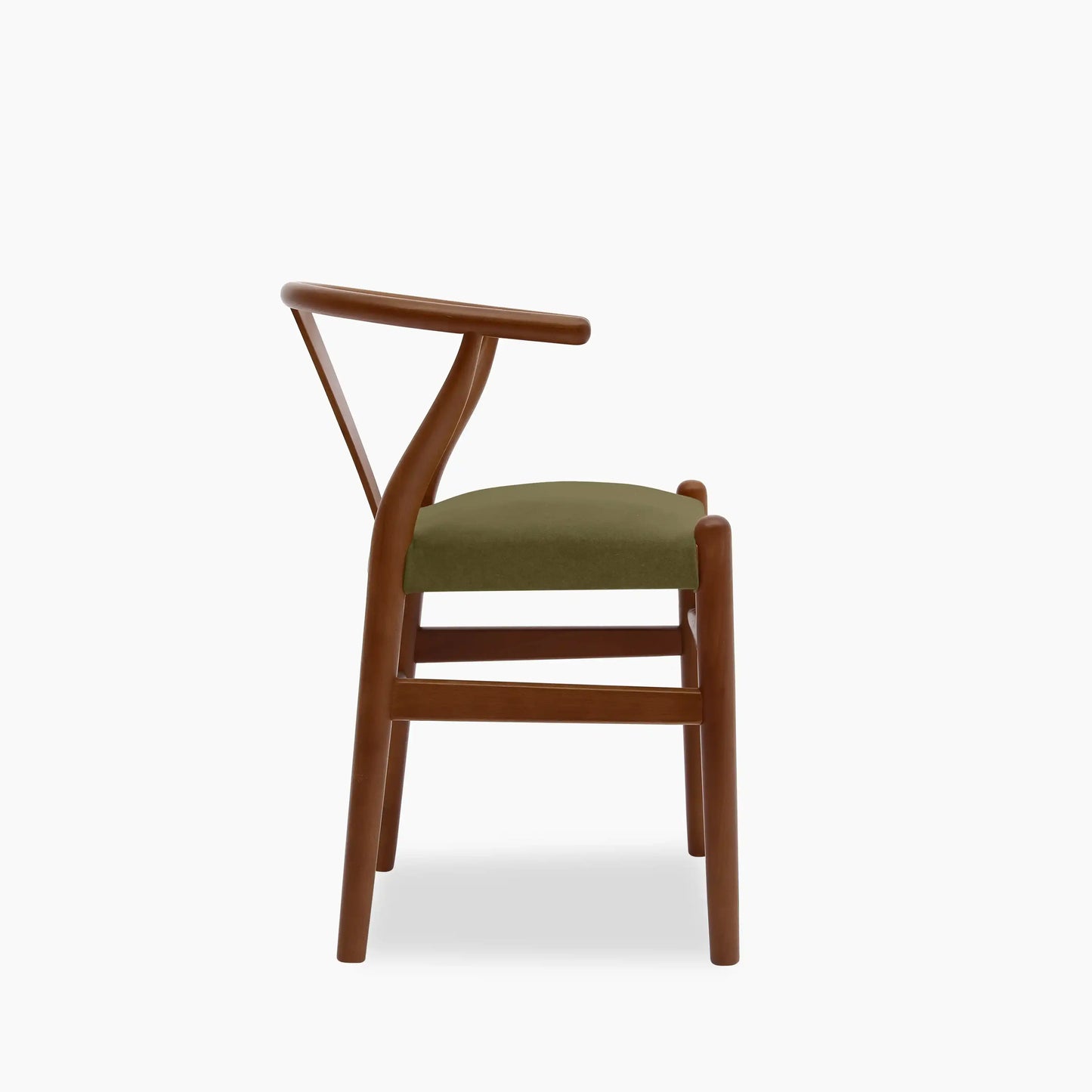 Bjorn Wooden Dining Chair | Moss Green Sustainable Mohair Velvet & Walnut