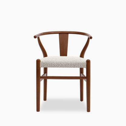 Bjorn Wooden Dining Chair | Speckled Stone Sustainable Boucle & Walnut