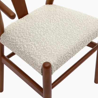 Bjorn Wooden Dining Chair | Speckled Stone Sustainable Boucle & Walnut