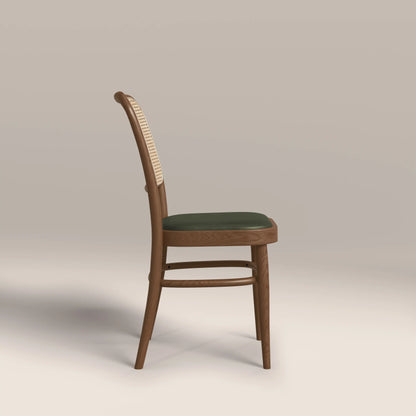 Bourne Wooden Dining Chair | Vintage Green Faux Leather & Walnut