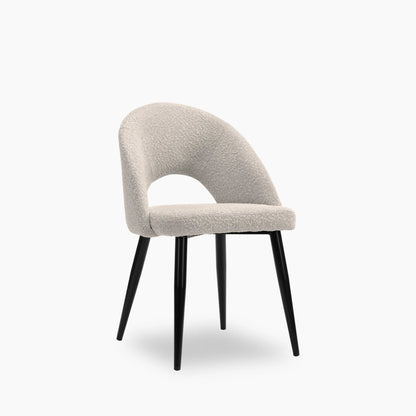 Lucille Dining Chair | Speckled Stone Sustainable Boucle & Black