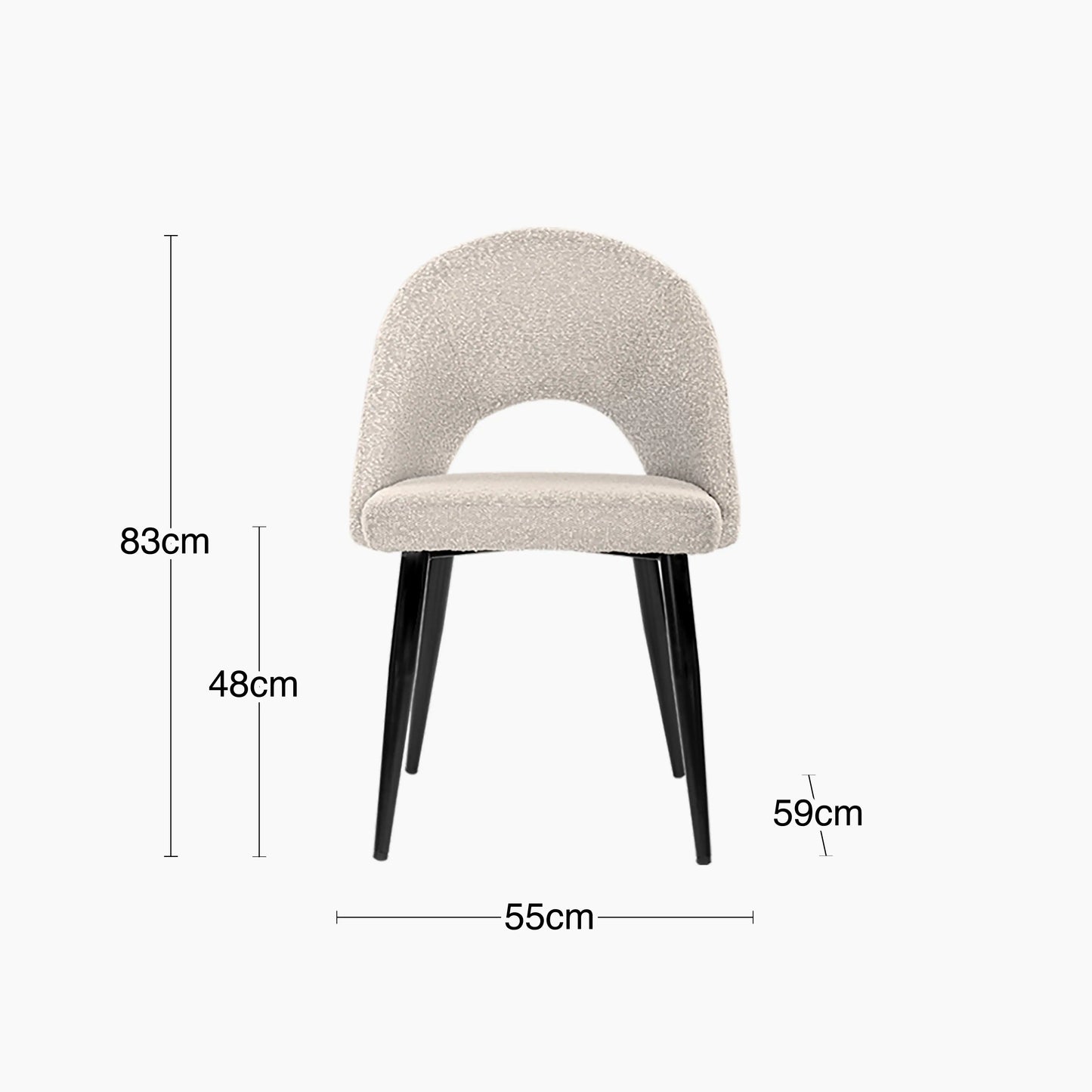 Lucille Dining Chair | Speckled Stone Sustainable Boucle & Black