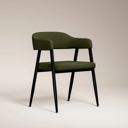 Presley Carver Dining Chair | Olive Green Sustainable Velvet & Black