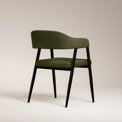 Presley Carver Dining Chair | Olive Green Sustainable Velvet & Black
