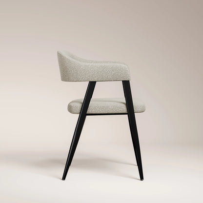 Presley Carver Dining Chair | Speckled Stone Sustainable Boucle & Black