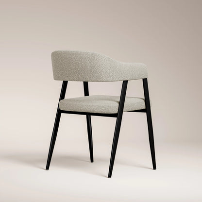 Presley Carver Dining Chair | Speckled Stone Sustainable Boucle & Black