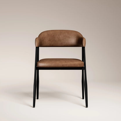 Presley Carver Dining Chair | Vintage Tan Faux Leather & Black