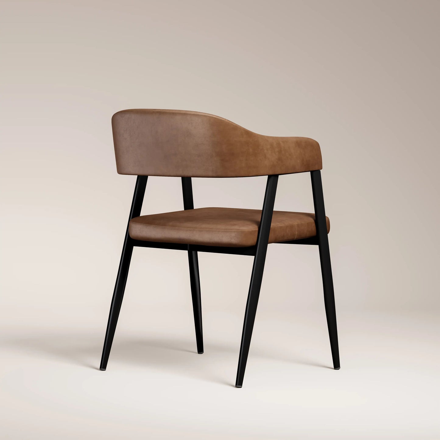 Presley Carver Dining Chair | Vintage Tan Faux Leather & Black