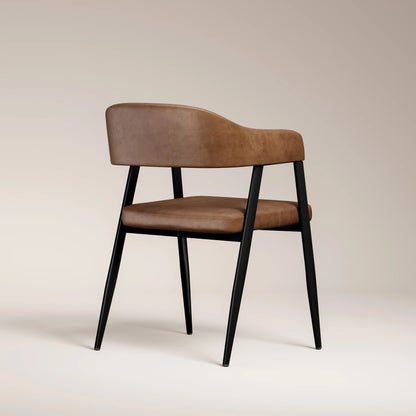 Presley Carver Dining Chair | Vintage Tan Faux Leather & Black