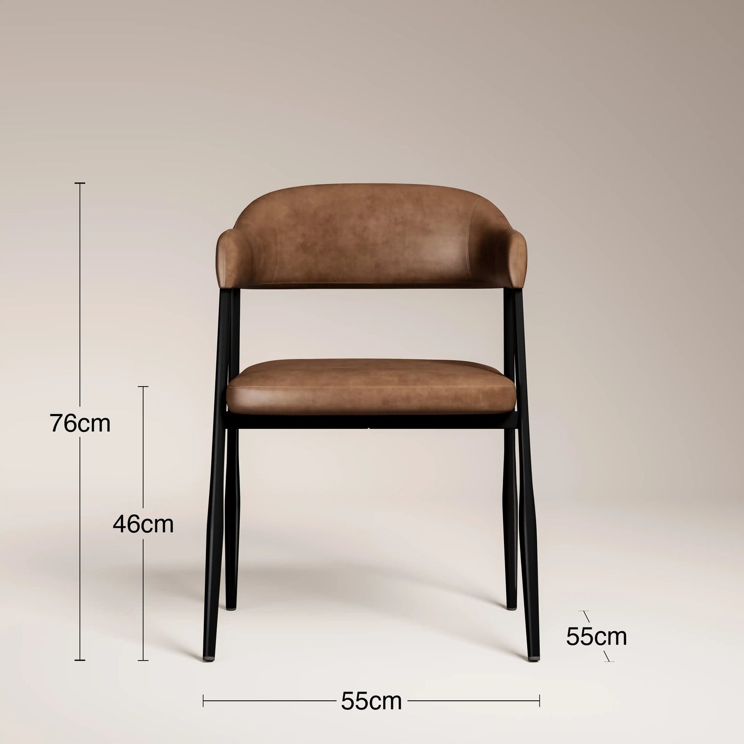 Presley Carver Dining Chair | Vintage Tan Faux Leather & Black