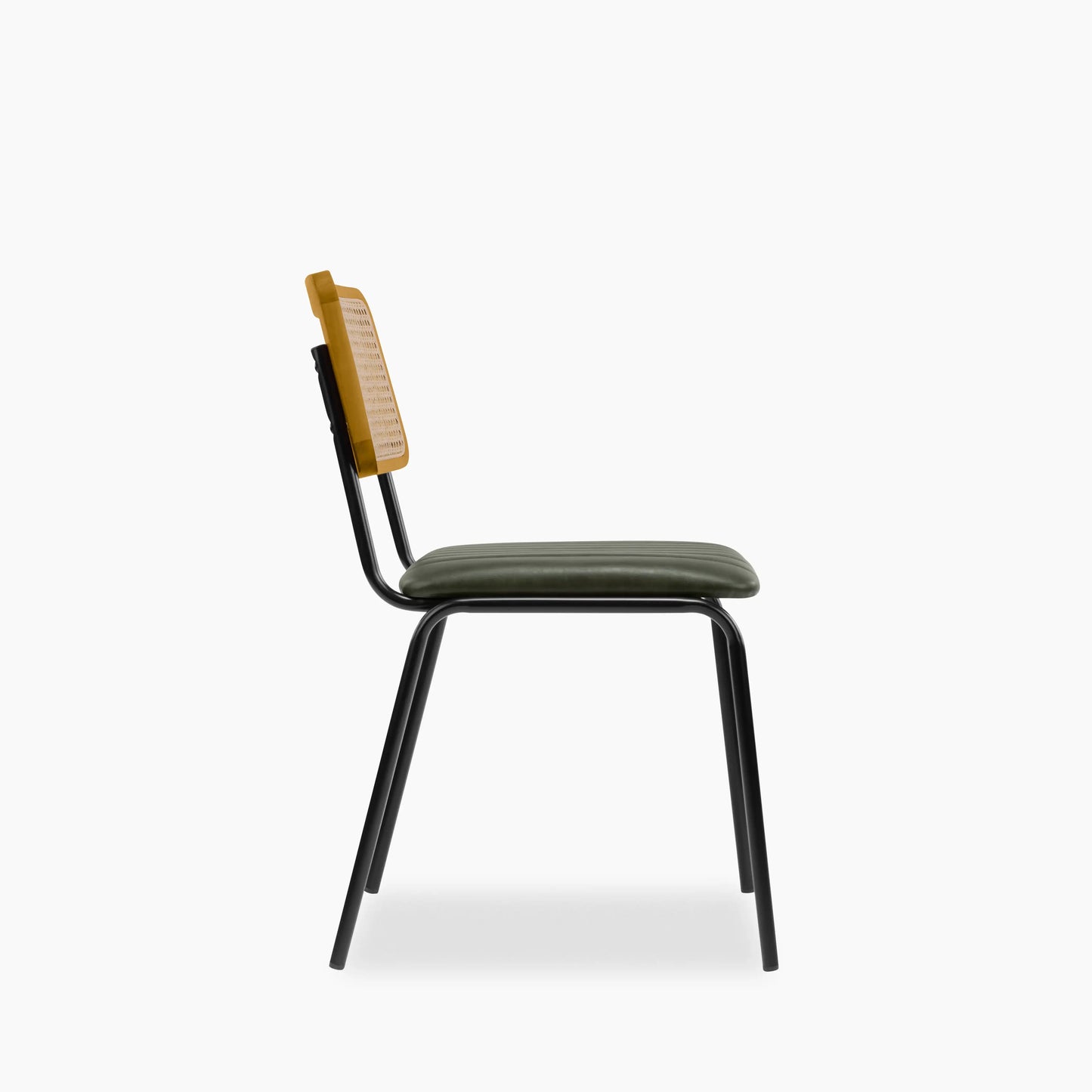 Willis Stackable Dining Chair | Vintage Green Faux Leather & Black