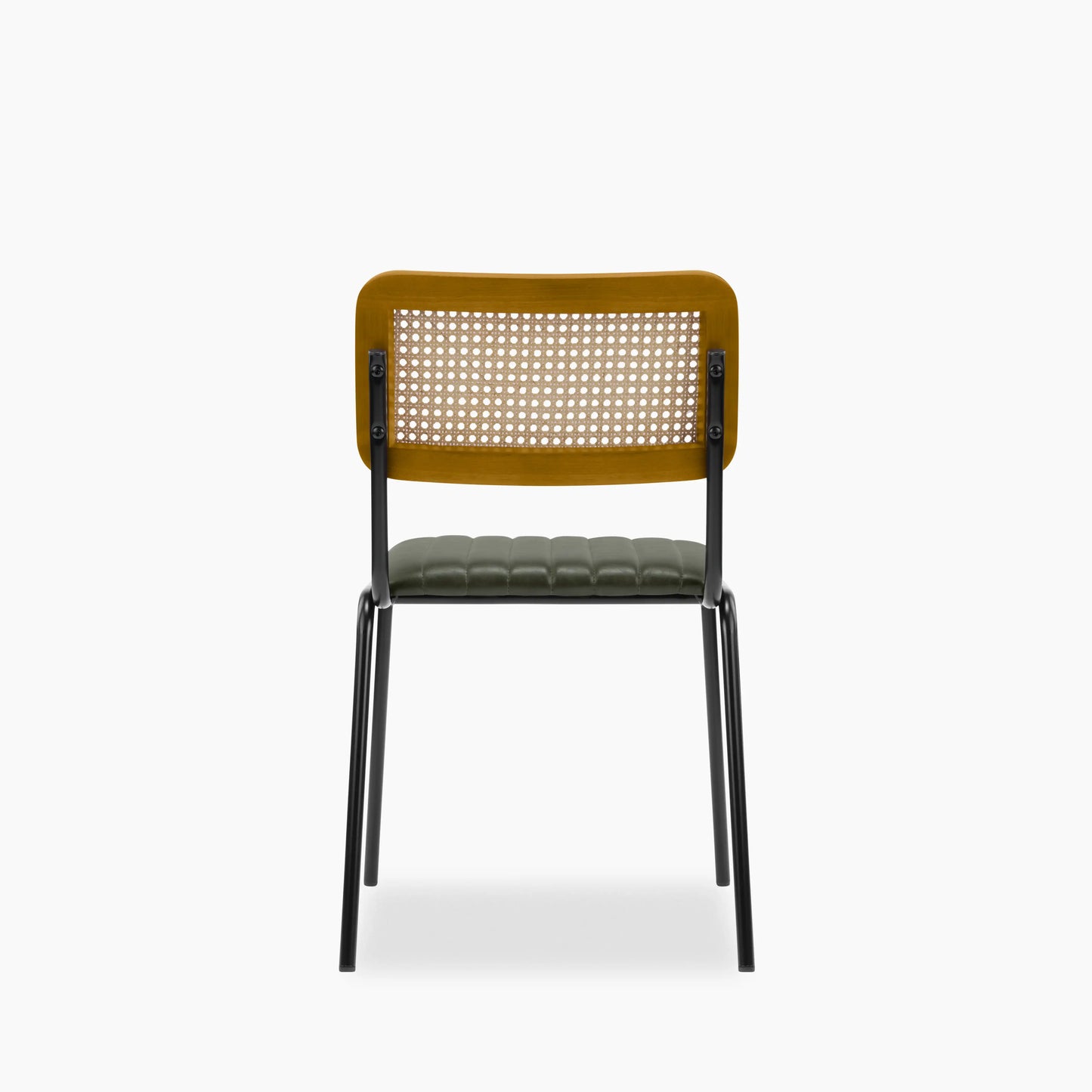 Willis Stackable Dining Chair | Vintage Green Faux Leather & Black