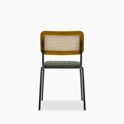 Willis Stackable Dining Chair | Vintage Green Faux Leather & Black