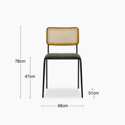 Willis Stackable Dining Chair | Vintage Green Faux Leather & Black