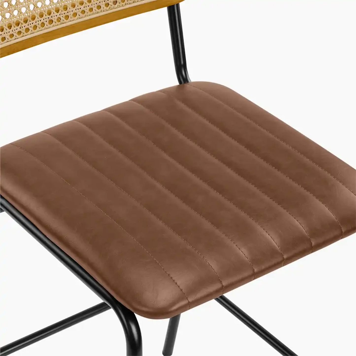 Willis Stackable Dining Chair | Vintage Tan Faux Leather & Black