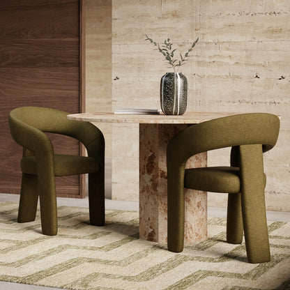 Bellamy Carver Dining Chair | Moss Green Sustainable Mohair Velvet