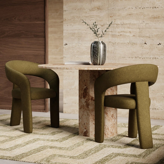 Bellamy Carver Dining Chair | Moss Green Sustainable Mohair Velvet