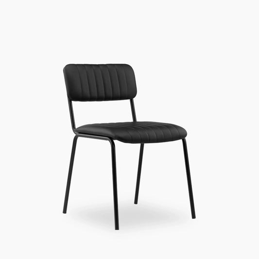 Weston Stackable Dining Chair | Vintage Black Faux Leather & Black