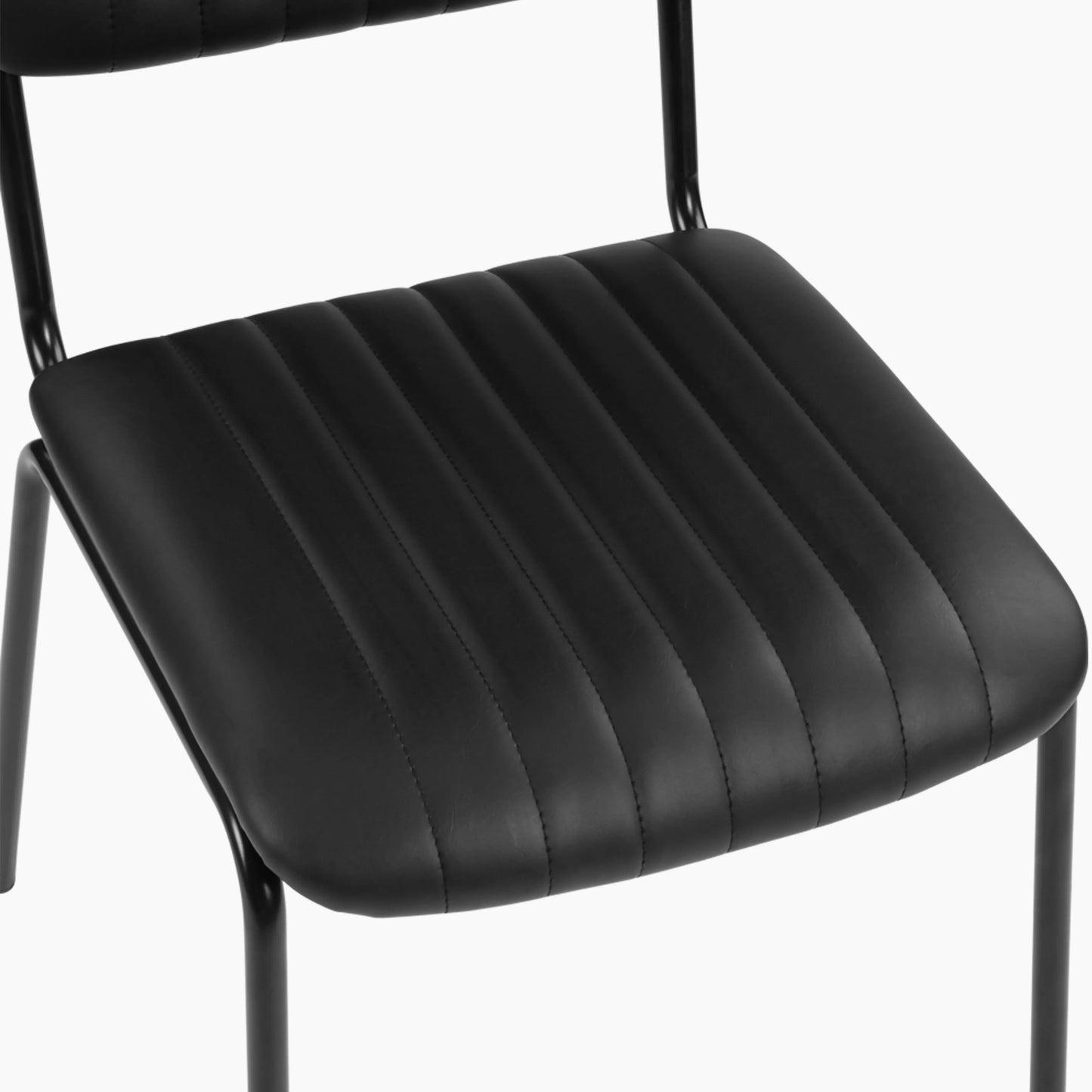 Weston Stackable Dining Chair | Vintage Black Faux Leather & Black
