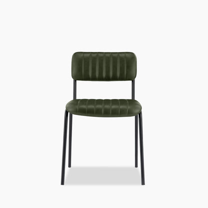 Weston Stackable Dining Chair | Vintage Green Faux Leather & Black