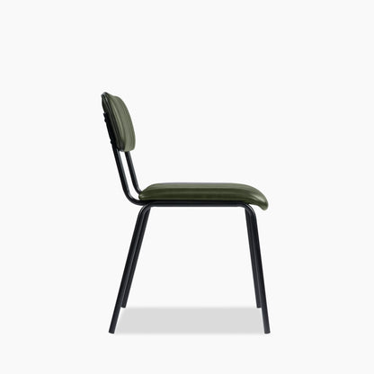 Weston Stackable Dining Chair | Vintage Green Faux Leather & Black