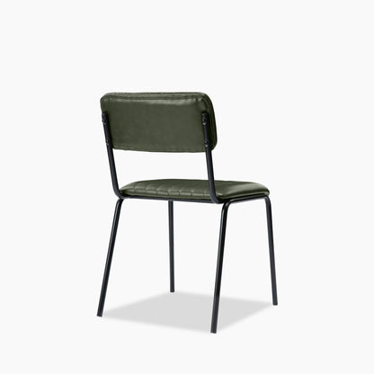Weston Stackable Dining Chair | Vintage Green Faux Leather & Black