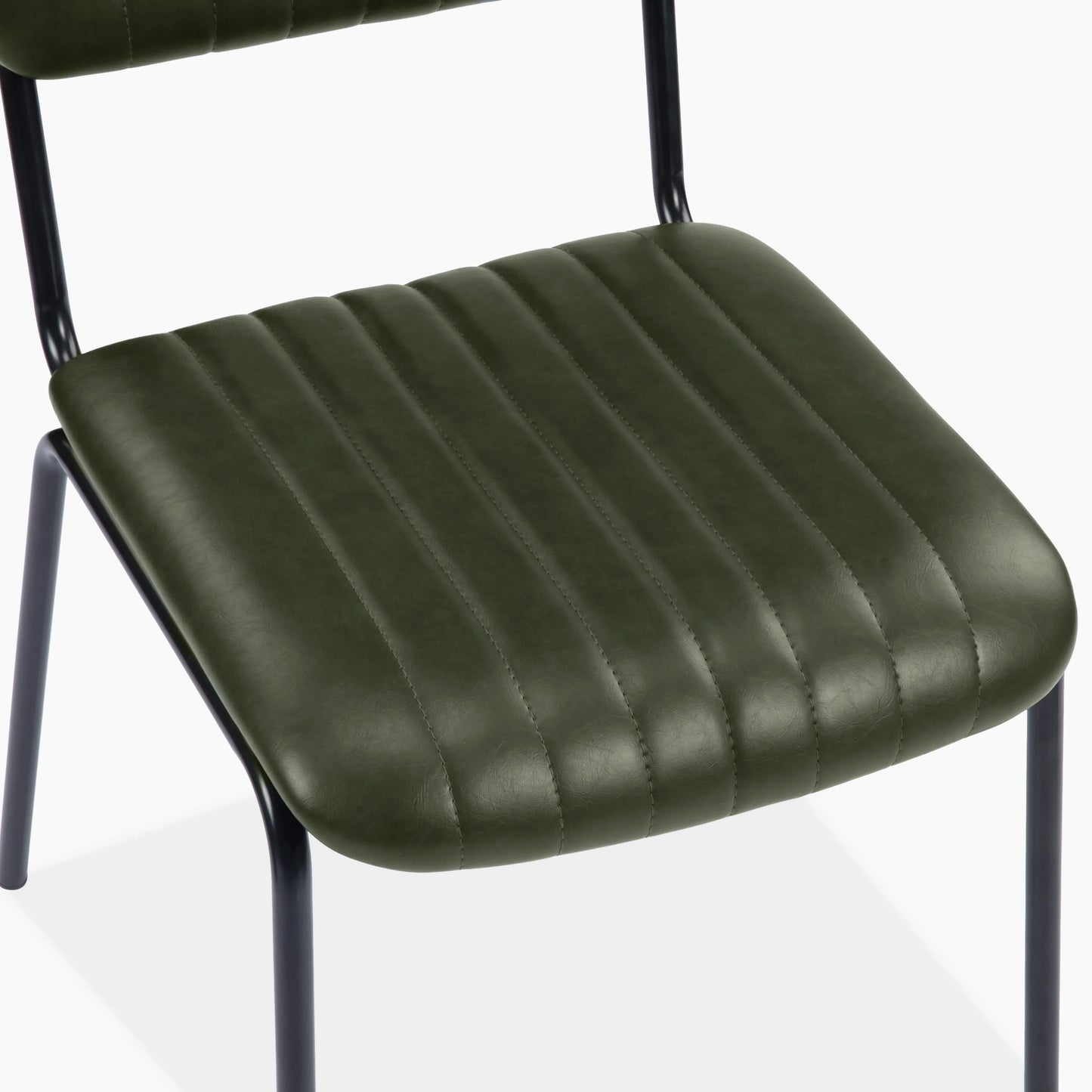 Weston Stackable Dining Chair | Vintage Green Faux Leather & Black