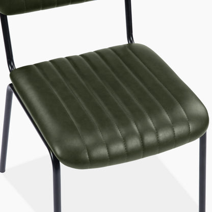 Weston Stackable Dining Chair | Vintage Green Faux Leather & Black