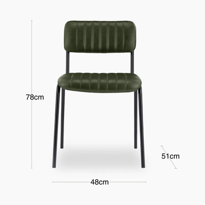 Weston Stackable Dining Chair | Vintage Green Faux Leather & Black