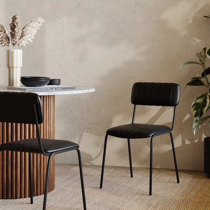 Weston Stackable Dining Chair | Vintage Black Faux Leather & Black