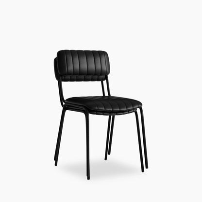 Weston Stackable Dining Chair | Vintage Black Faux Leather & Black