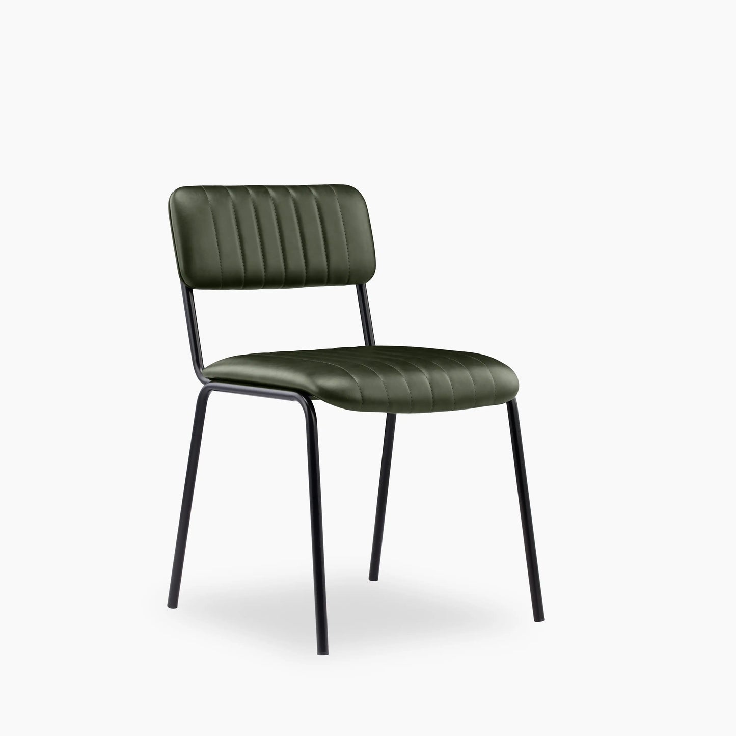 Weston Stackable Dining Chair | Vintage Green Faux Leather & Black
