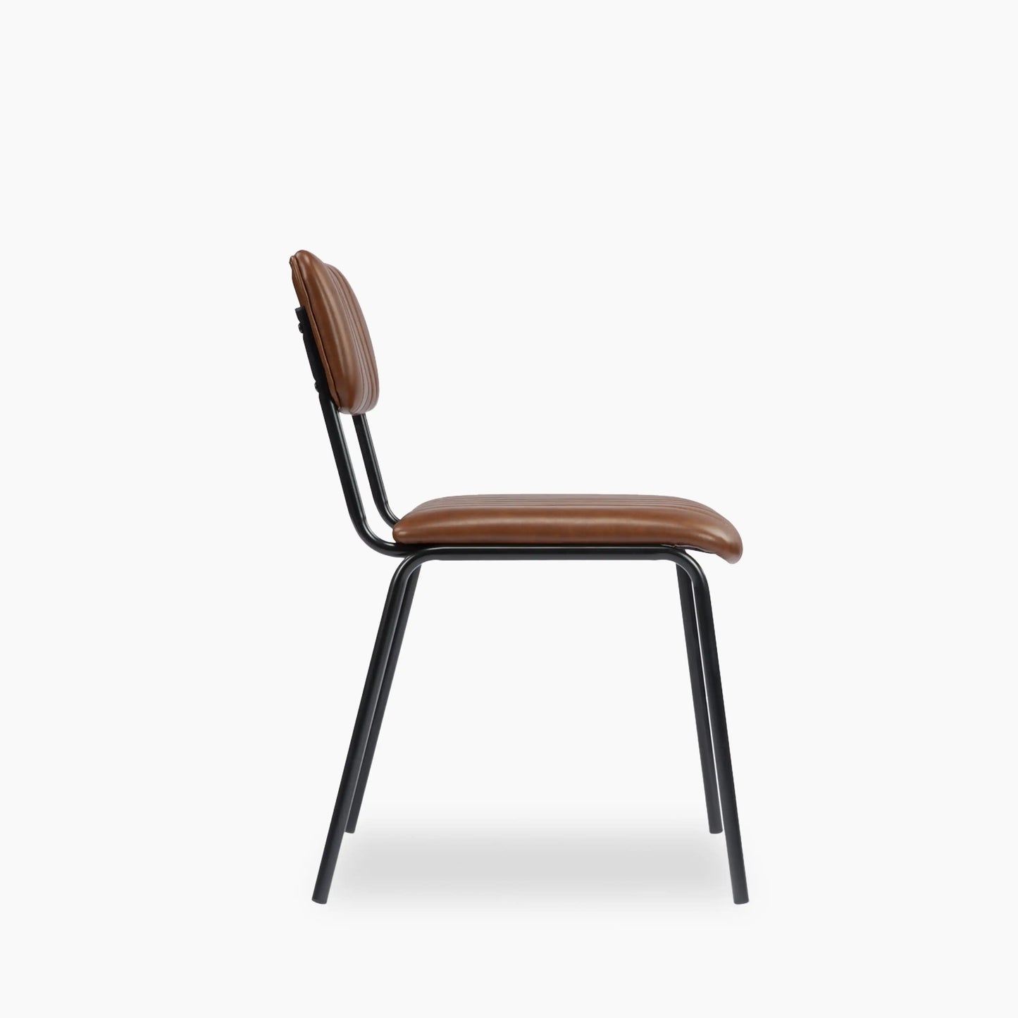 Weston Stackable Dining Chair | Vintage Tan Faux Leather & Black