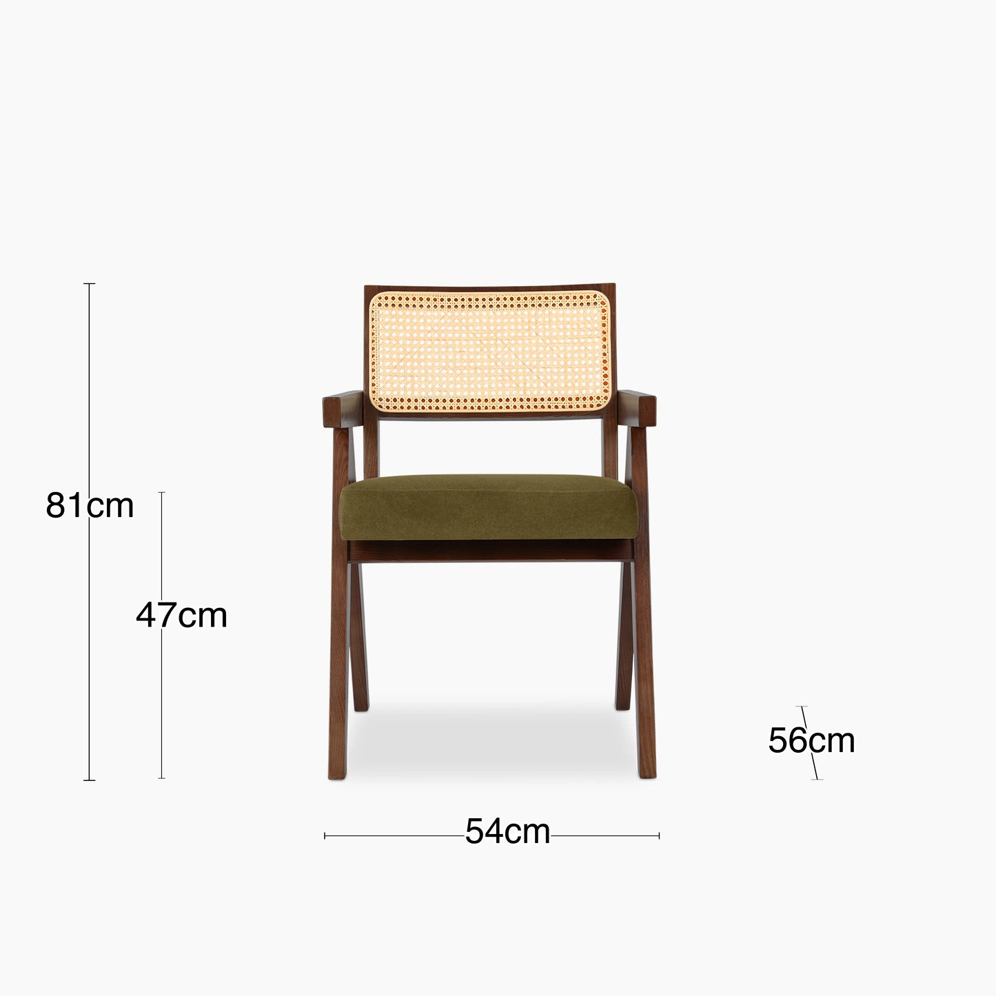 Cary Wooden Carver Dining Chair | Moss Green Sustainable Mohair Velvet & Walnut