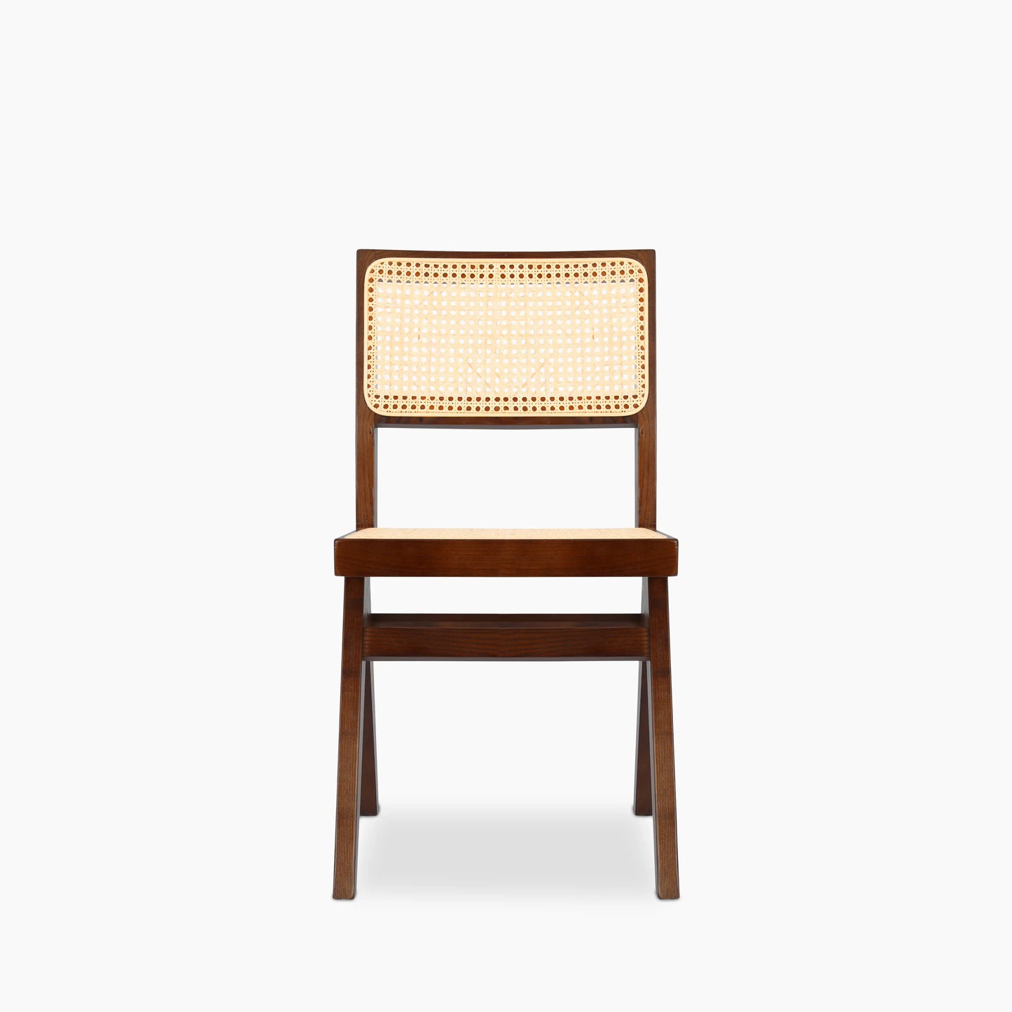 Cary Wooden Dining Chair | Natural Cane & Walnut