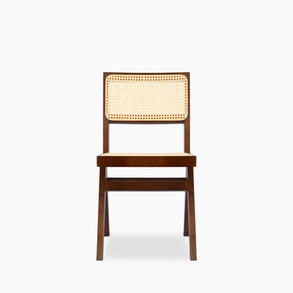 Cary Wooden Dining Chair | Natural Cane & Walnut